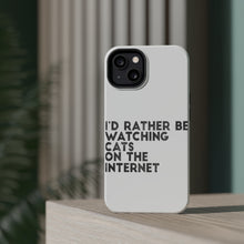 DistinctInk ToughCase for Apple iPhone, Compatible with MagSafe Charging - Rather Be Watch Cats On The Internet