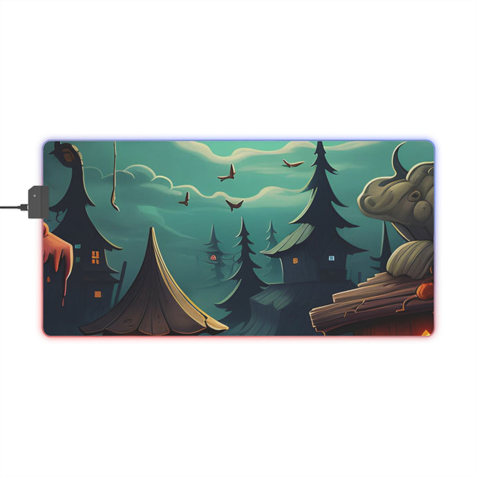 DistinctInk LED Gaming Mouse Pad with Trick or Treat Fun Design for Halloween