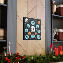 DistinctInk Canvas Wall Art with Skele-Ghostly Pumpkin Patch for Halloween
