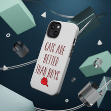 DistinctInk ToughCase for Apple iPhone, Compatible with MagSafe Charging - Cats Are Better Than Boys
