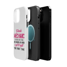 DistinctInk ToughCase for Apple iPhone, Compatible with MagSafe Charging - Female Mechanic Get It Right the First Time