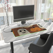 DistinctInk LED Gaming Mouse Pad with "Boo-ttifull Skeleton Cartoon Pattern Pumpkin" Design for Halloween
