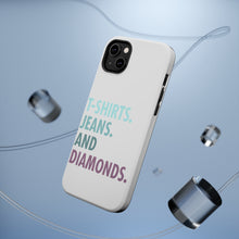 DistinctInk ToughCase for Apple iPhone, Compatible with MagSafe Charging - T-Shirts Jeans and Diamonds