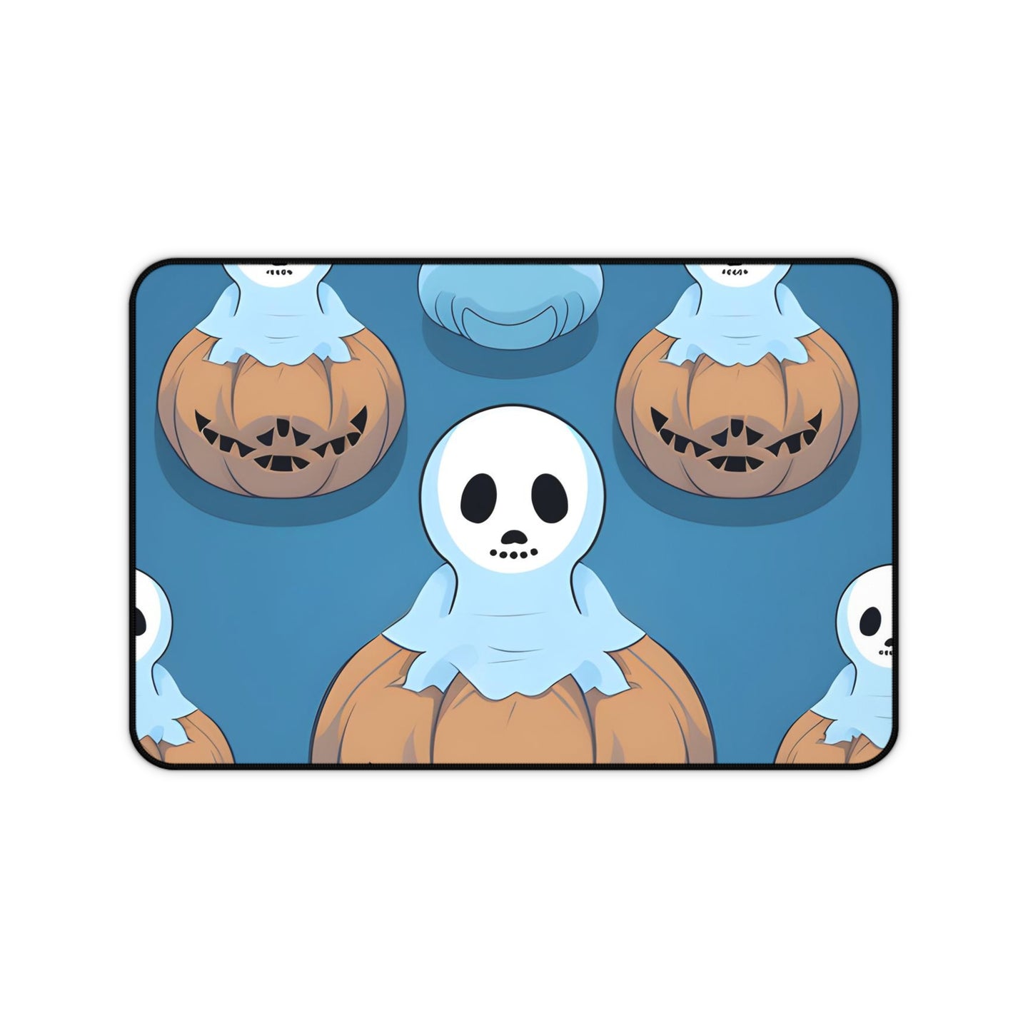 DistinctInk Desk Mat with Ghost Skeleton Pumpkin Pattern Design for Halloween