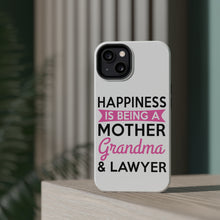 DistinctInk ToughCase for Apple iPhone, Compatible with MagSafe Charging - Happiness is Being a Mother Grandma Lawyer