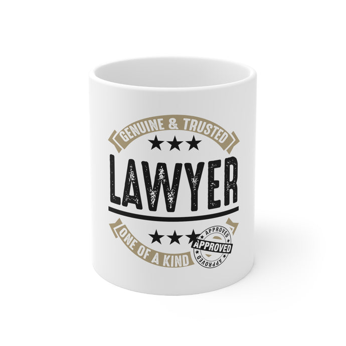 DistinctInk Glossy White Coffee / Tea Mug - Genuine Trusted Lawyer One of a Kind
