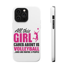 DistinctInk ToughCase for Apple iPhone, Compatible with MagSafe Charging - All This Girl Cares About is Volleyball