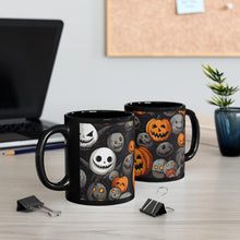 DistinctInk Black Coffee Mug - Haunted Harvest Time for Halloween