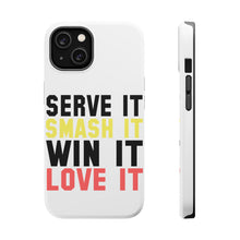DistinctInk ToughCase for Apple iPhone, Compatible with MagSafe Charging - Serve It Smash It Win It Love It Tennis