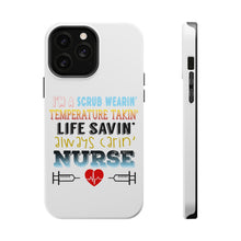 DistinctInk ToughCase for Apple iPhone, Compatible with MagSafe Charging - Scrub Wearing Temp Taking Life Saving Nurse