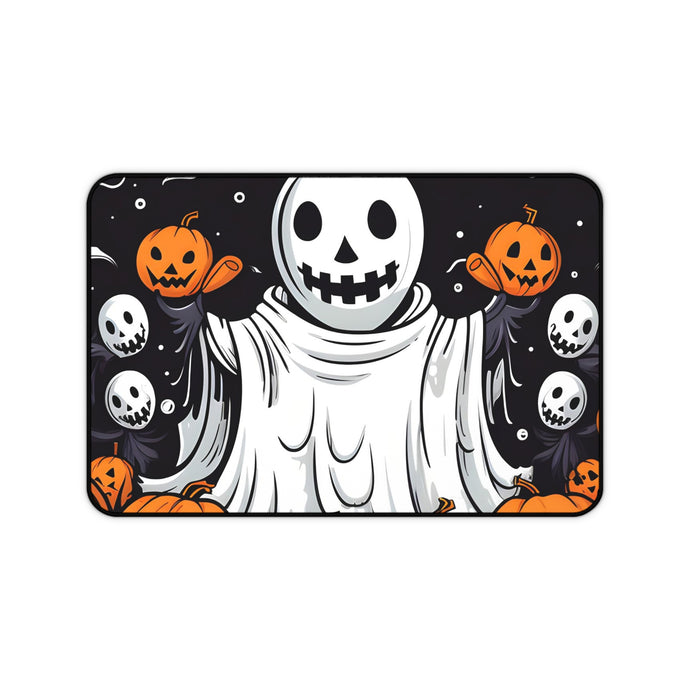 DistinctInk Desk Mat with Ghost Skeleton Pumpkins Design for Halloween