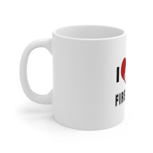 DistinctInk Glossy White Coffee / Tea Mug - I Heart My Firefighter
