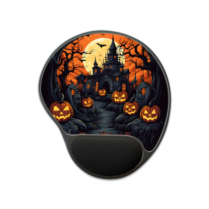 DistinctInk Mouse Pad with Wrist Rest  with Darkness Falls on Halloween Design for Halloween