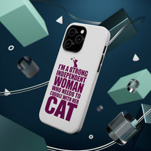 DistinctInk ToughCase for Apple iPhone, Compatible with MagSafe Charging - Strong Woman Needs to Cuddle Cat