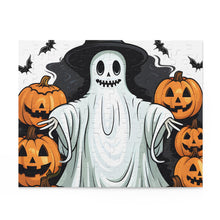 DistinctInk Jigsaw Puzzle with Ghost Skeleton Pumpkins Pattern Design for Halloween