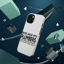 DistinctInk ToughCase for Apple iPhone, Compatible with MagSafe Charging - Never Argue with Plumbers - Know Their Crap