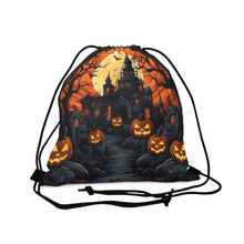 DistinctInk Drawstring Bag Backpack with Darkness Falls on Halloween Design for Halloween
