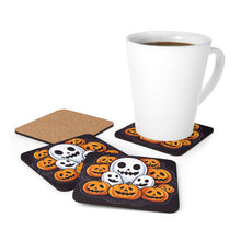 DistinctInk (Set of 4) Corkwood Coasters with Skele-Pumpkin Ghost PatternDesign for Halloween