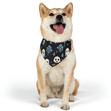 DistinctInk Adjustable Pet Banana Collar with Ghastly Skeletal Shadows Design for Halloween