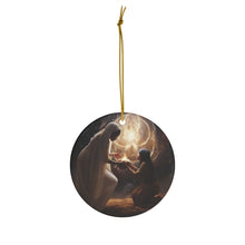 DistinctInk Hanging Ceramic Christmas Tree Ornament Charm with Gold String - Great Gift/Present - 2 3/4 inch Diameter - Virgin Birth: Isaiah 7:14