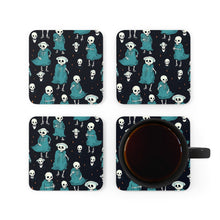 DistinctInk (Set of 4) Corkwood Coasters with Haunted Skeleton CrewDesign for Halloween