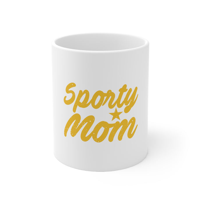 DistinctInk Glossy White Coffee / Tea Mug - Sporty Mom