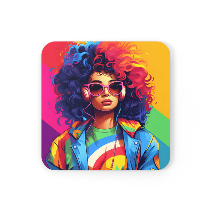 DistinctInk (Set of 4) Corkwood Coasters with Living a Full Life Design for LGBTQ+ Pride