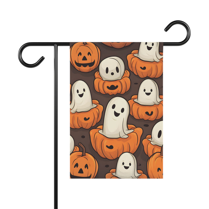 DistinctInk Garden & House Banner / Flag with Haunted Skeleton Pumpkin Patch Design for Halloween