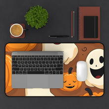 DistinctInk Desk Mat with "Boo-ttifull Skeleton Cartoon Pattern Pumpkin" Design for Halloween