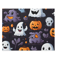DistinctInk Jigsaw Puzzle with Spooky Bat-o-lanterns Design for Halloween