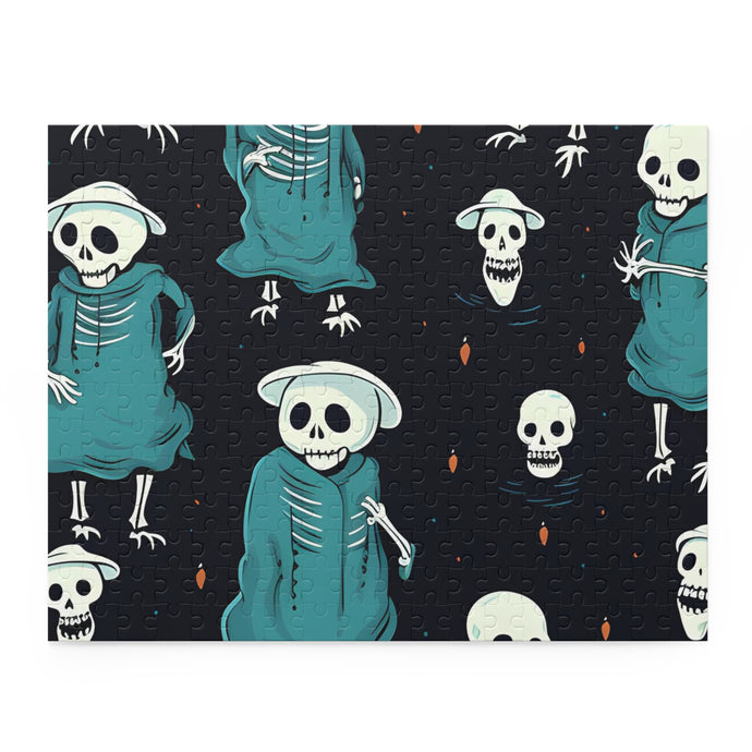 DistinctInk Jigsaw Puzzle with Haunted Skeleton Crew Design for Halloween