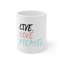 DistinctInk Glossy White Coffee / Tea Mug - Live. Love. Pilates.