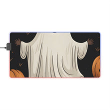 DistinctInk LED Gaming Mouse Pad with Ghastly Skeleton Pumpkin Design for Halloween