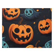 DistinctInk Jigsaw Puzzle with Nightly Fright of Bats and Ghouls Design for Halloween