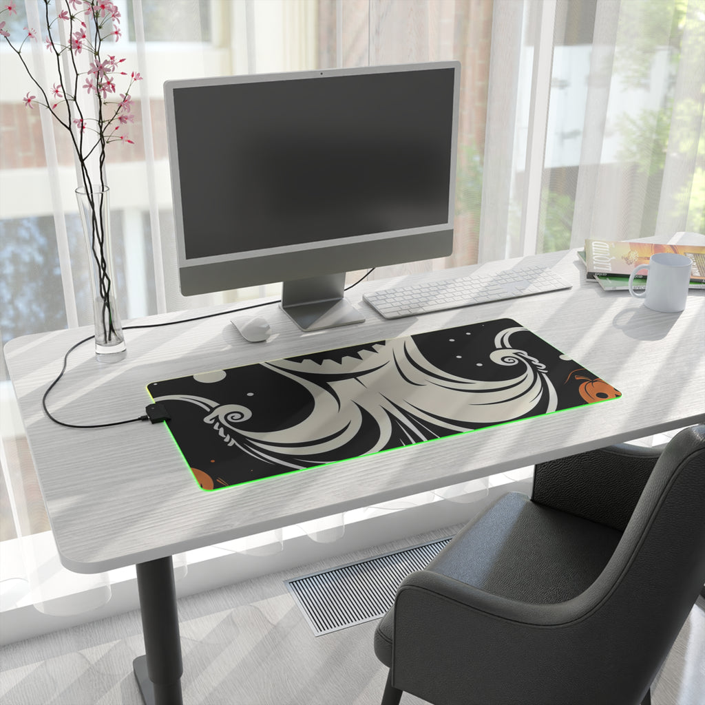LED Gaming Mouse Pad with Ghost Skeleton Cartoon Pumpkins Design for Halloween, view 16