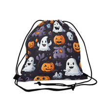 DistinctInk Drawstring Bag Backpack with Spooky Bat-o-lanterns Design for Halloween