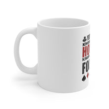 DistinctInk Glossy White Coffee / Tea Mug - You've Got to Know When to Hold 'Em Fold 'Em