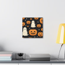 DistinctInk Canvas Wall Art with Spooky Skeleton Pumpkin Patch for Halloween