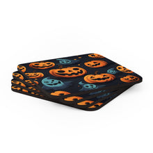 DistinctInk (Set of 4) Corkwood Coasters with Nightly Fright of Bats and GhoulsDesign for Halloween