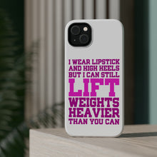DistinctInk ToughCase for Apple iPhone, Compatible with MagSafe Charging - Lipstick & High Heels Can Life Weights Heavier