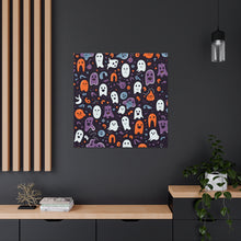 DistinctInk Canvas Wall Art with Skeletal Ghostly Pumpkins for Halloween