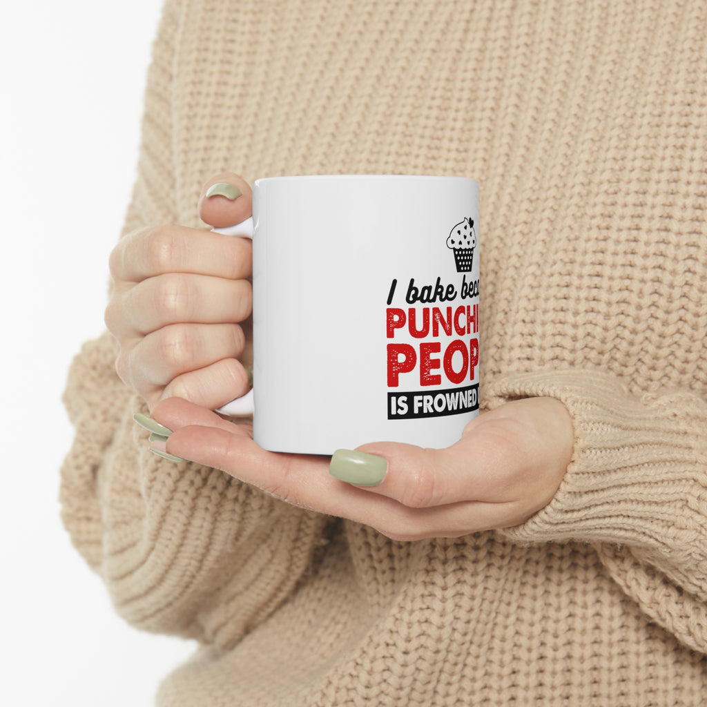Glossy White Coffee / Tea Mug - I Bake Because Punching People is Frowned Upon, view 10