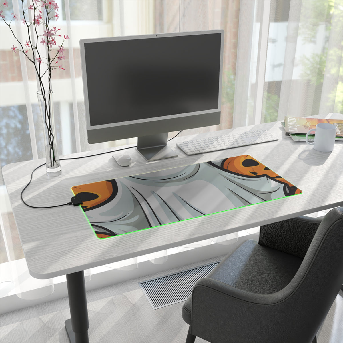 LED Gaming Mouse Pad with "Spooky Skeleton Pumpkins" Design for Halloween, view 16