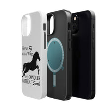 DistinctInk ToughCase for Apple iPhone, Compatible with MagSafe Charging - Horses Fly Without Wings