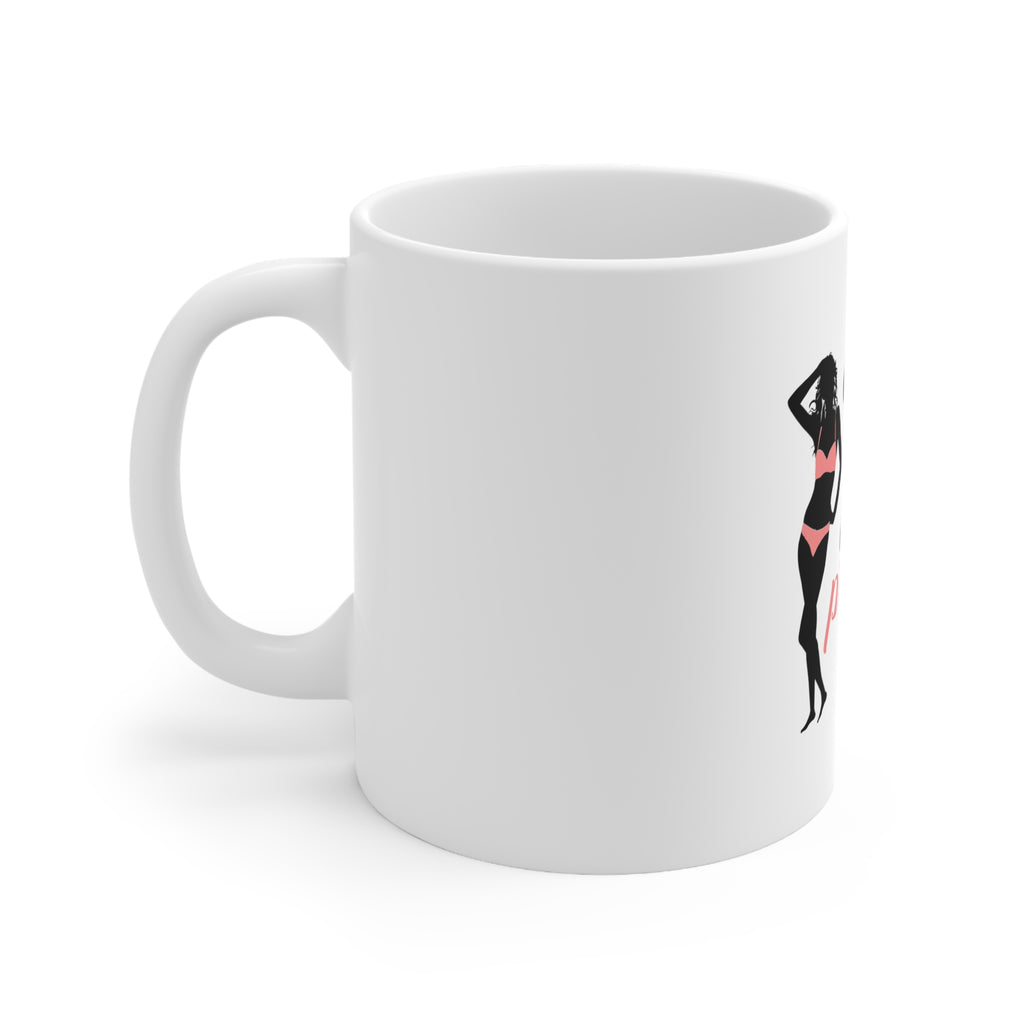 Glossy White Coffee / Tea Mug - Bikini Body in Progress, view 2