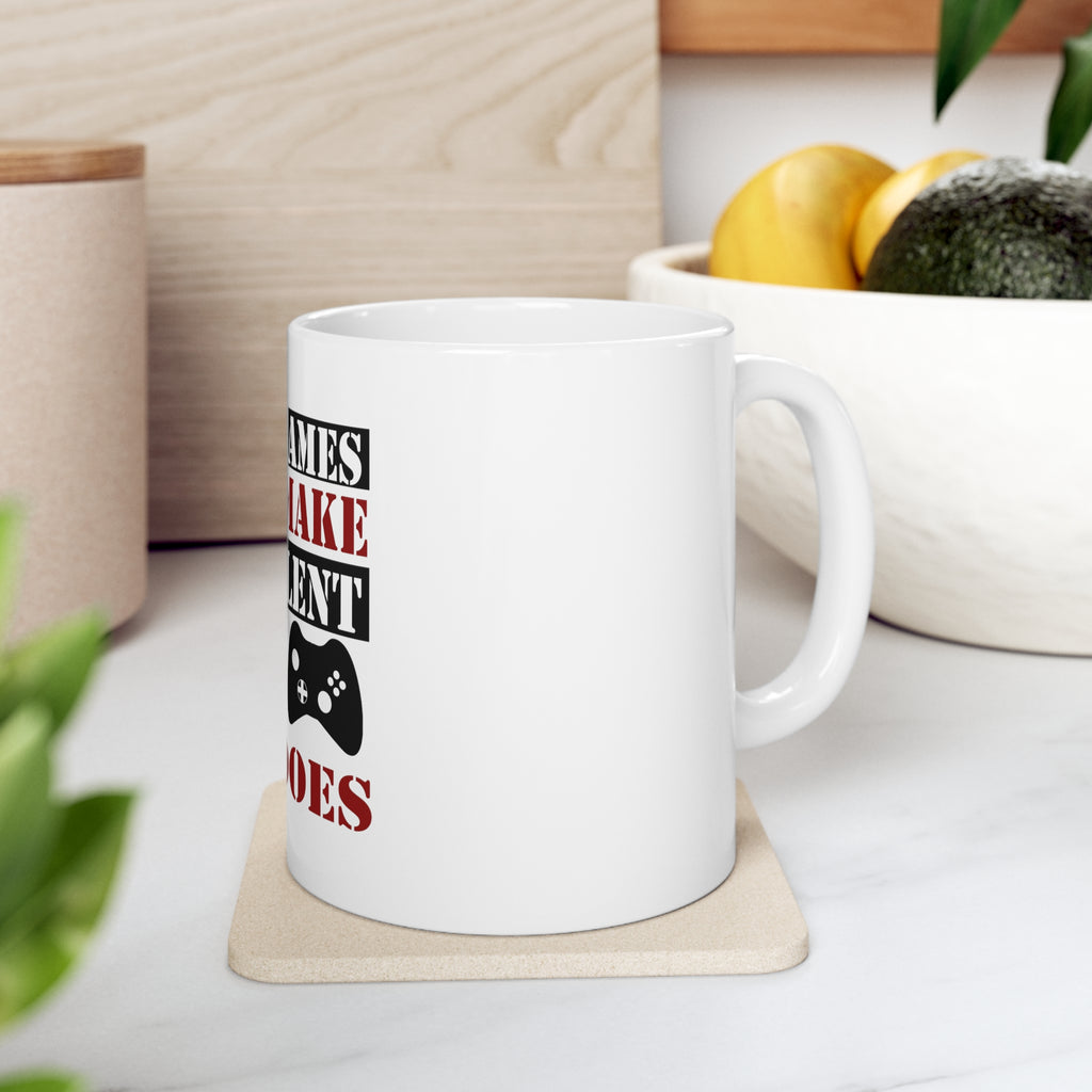 Glossy White Coffee / Tea Mug - Video Games Don't Make Me Violent Lag Does, view 7