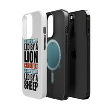 DistinctInk ToughCase for Apple iPhone, Compatible with MagSafe Charging - Sheep Led By Lion Defeat Lions Led By Sheep