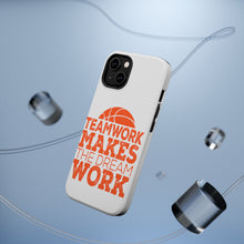 DistinctInk ToughCase for Apple iPhone, Compatible with MagSafe Charging - Teamwork Makes the Dream Work Basketball