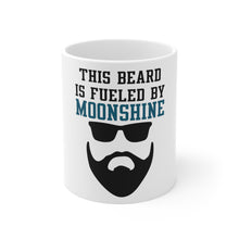 DistinctInk Glossy White Coffee / Tea Mug - This Beard is Fueled by Moonshine