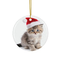Hanging Ceramic Christmas Tree Ornament with Gold String - Ragamuffin Kitten Design